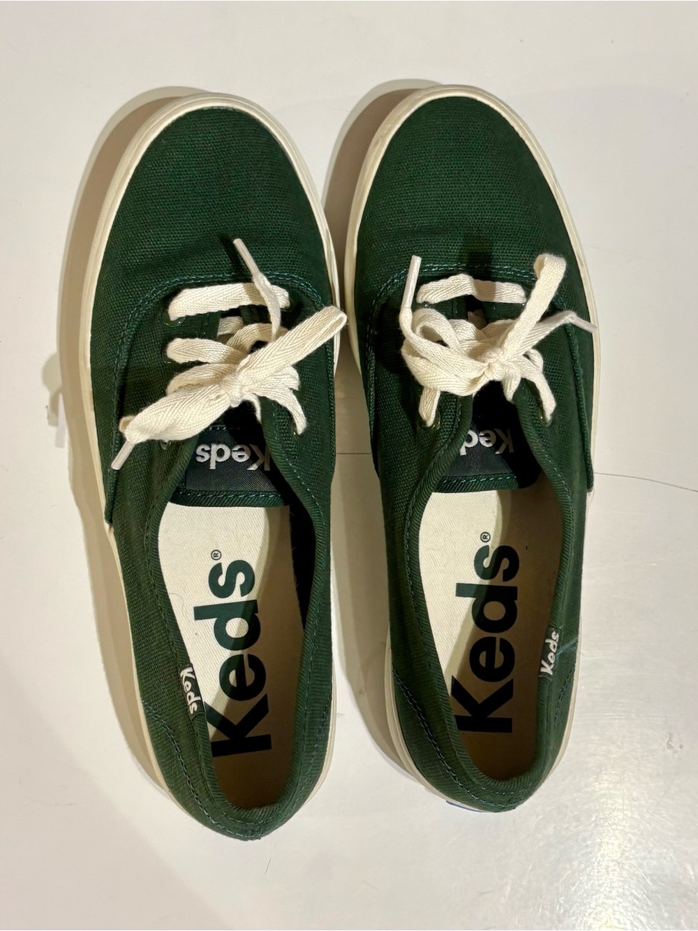 Keds Women’s Pointe Canvas Sneakers in Dark Green with Cream Laces